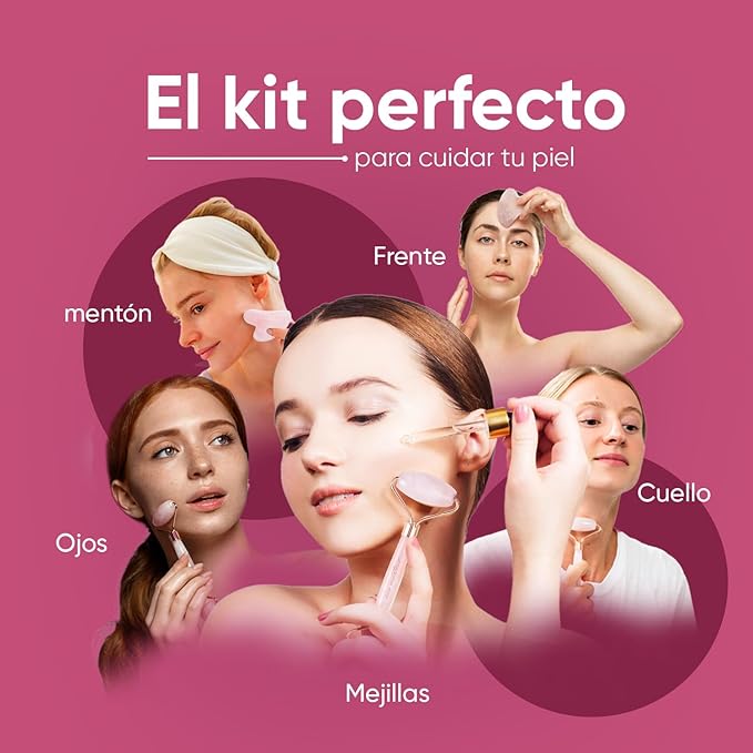 ✨ Kit Rodillo Facial + Gua Sha: ¡Rejuvenece tu Piel! ✨